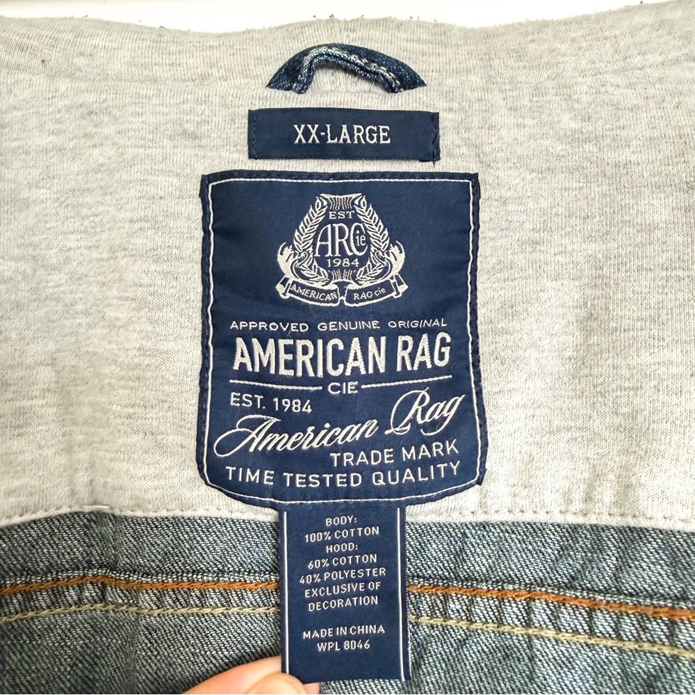 American Rag Denim Jacket with Gray Hood - Picture 6 of 8